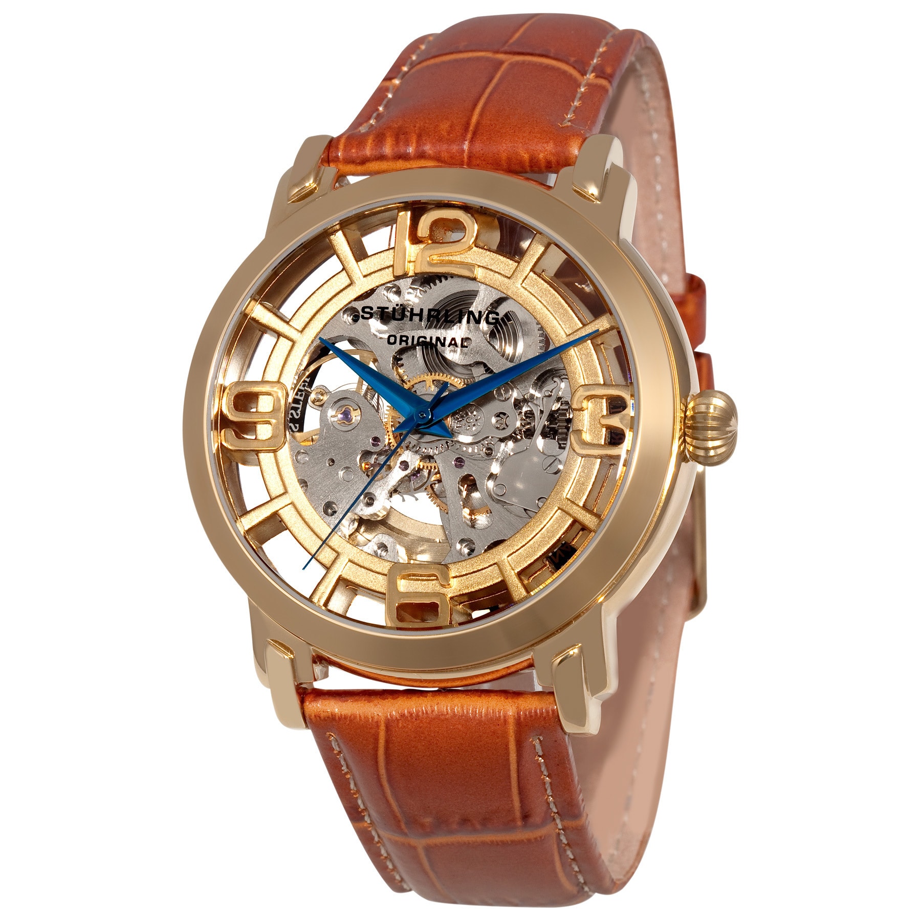 Stuhrling Original Mens Winchester 44 Skeleton Automatic Brown