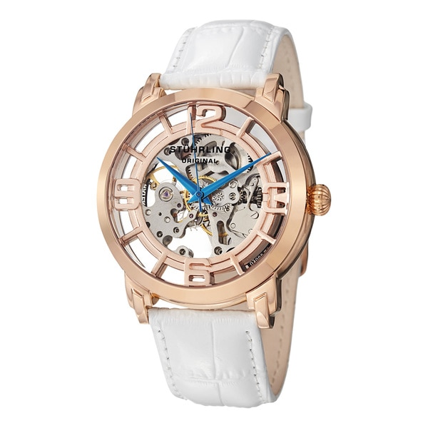 Stuhrling Original Men's Winchester 44 Skeleton Automatic White Leather Strap Watch Stuhrling Original Men's Stuhrling Original Watches