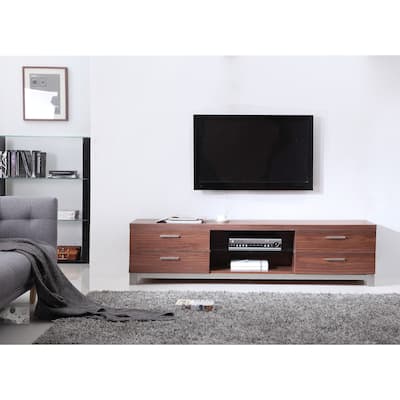 Natasha Light Walnut/ Stainless Steel Modern TV Stand