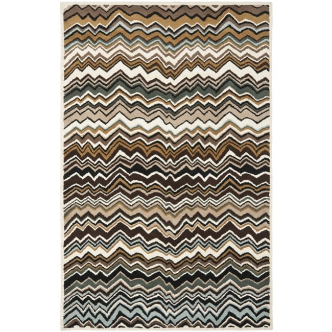 Handmade Chatham Zig Zag Brown New Zealand Wool Rug (4 X 6)