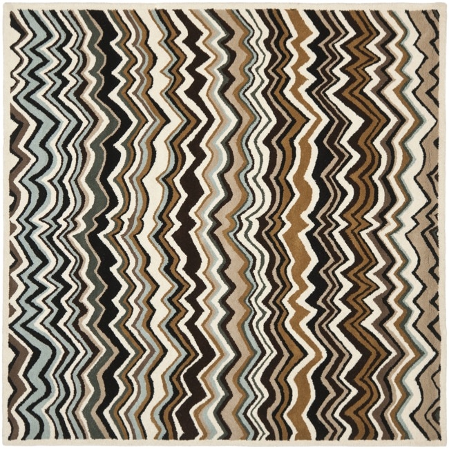 Handmade Chatham Zig Zag Brown New Zealand Wool Rug (7 Square)