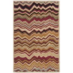 Handmade Chatham Zig Zag Red New Zealand Wool Rug (2'6 x 4') Safavieh Accent Rugs