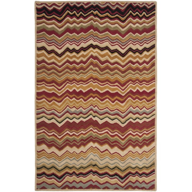 Handmade Chatham Zig Zag Red New Zealand Wool Rug (5 X 8)