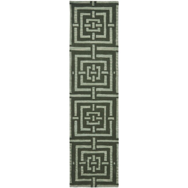 Safavieh Handmade Chatham Basketweave Sage New Zealand Wool Rug (2'3 x 9')