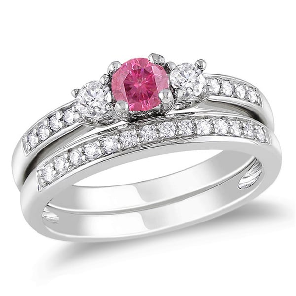 Shop Miadora 14k Gold 1/2ct TDW Pink Color Diamond Bridal Set - Overstock - 6539929