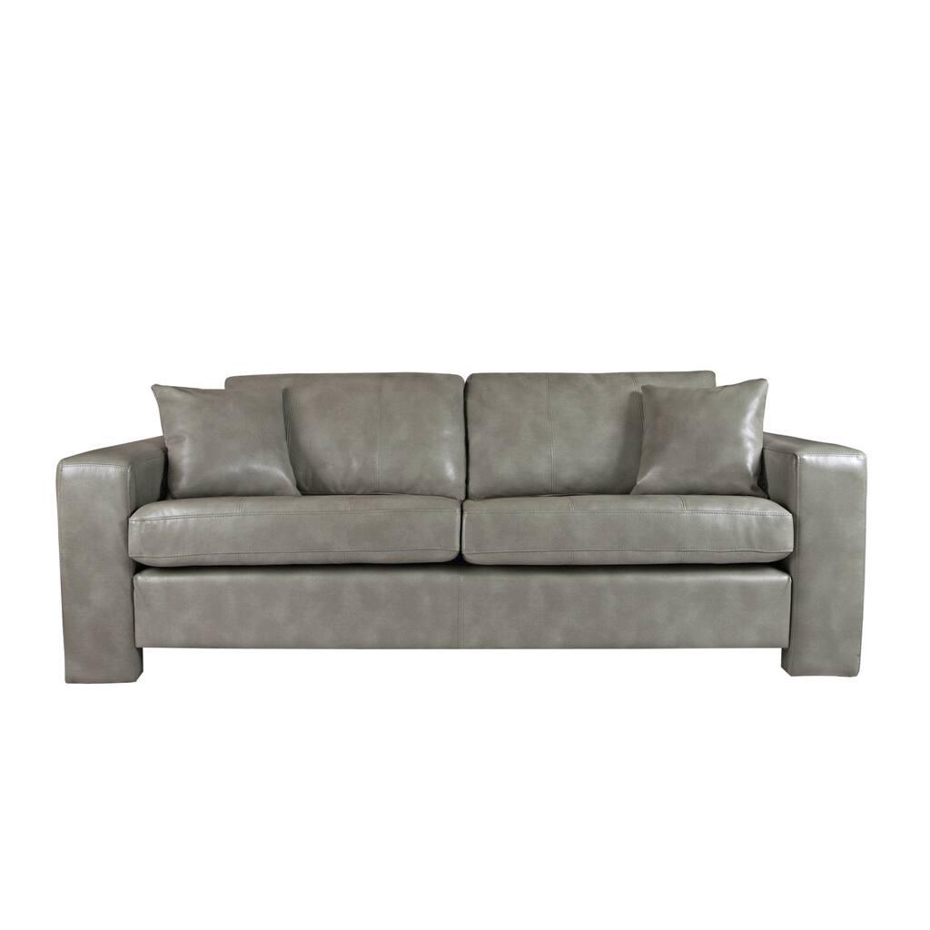 Handy Living Angelo Vintage Dove Grey Renu Leather Sofa
