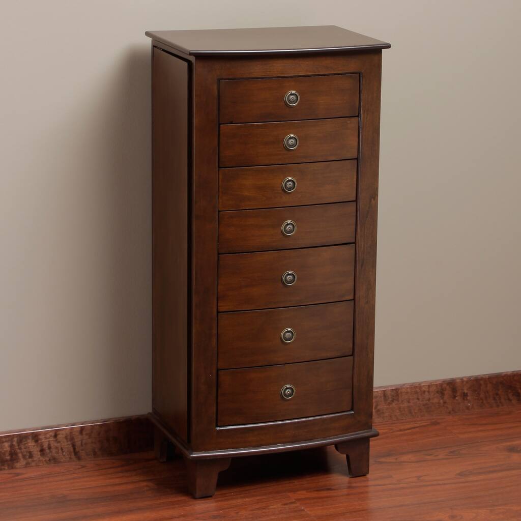 Carmen 7-drawer Locking Jewelry Armoire - 40"h x 19"w x 13"d