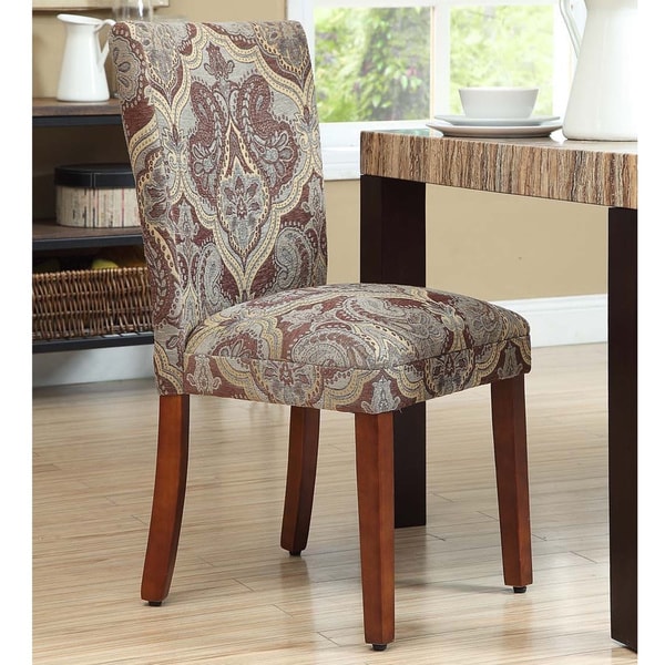 Shop HomePop Blue and Brown Paisley Parson Chairs (Set of ...