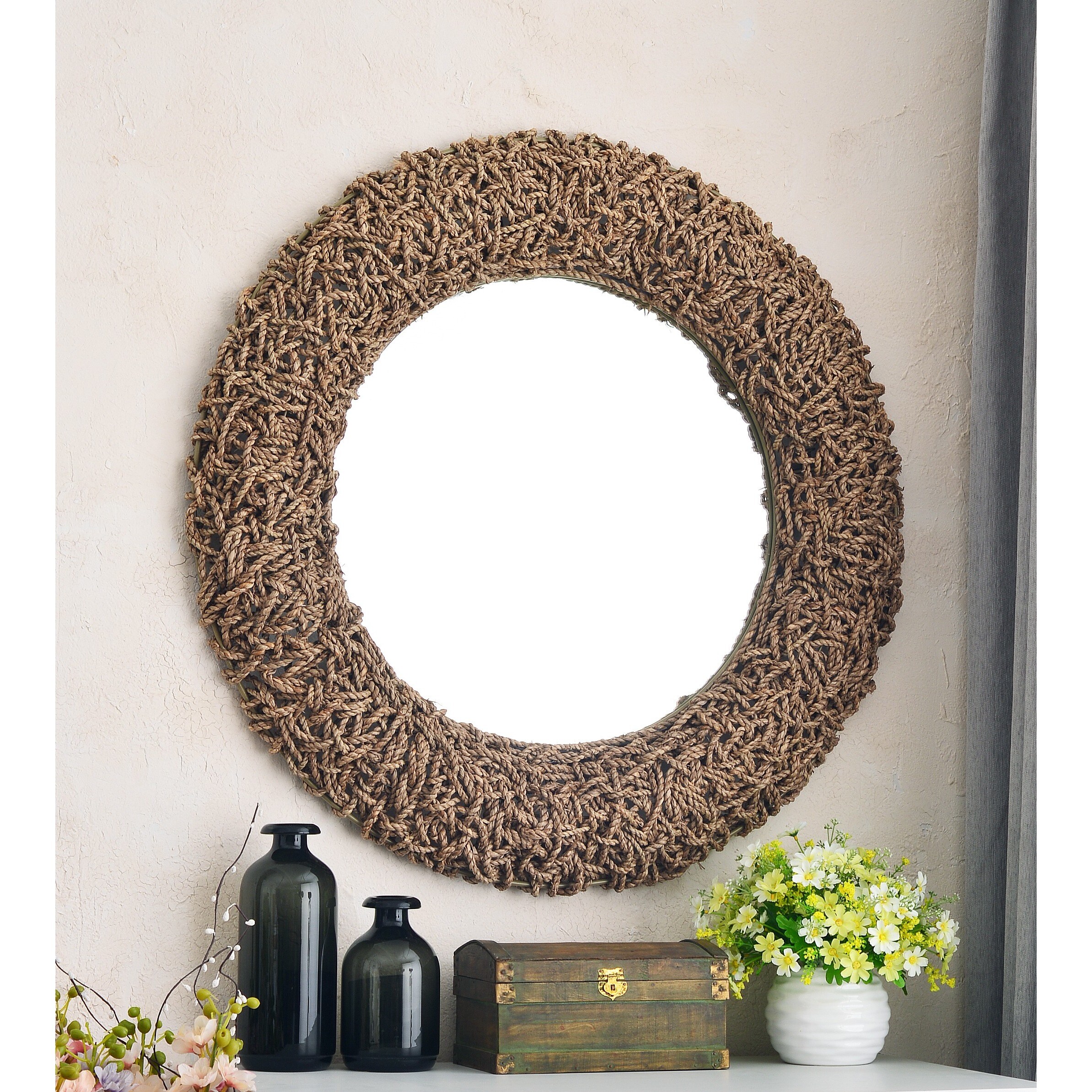 Shop Tethys 32Inch Natural Material Wall Mirror On Sale Free