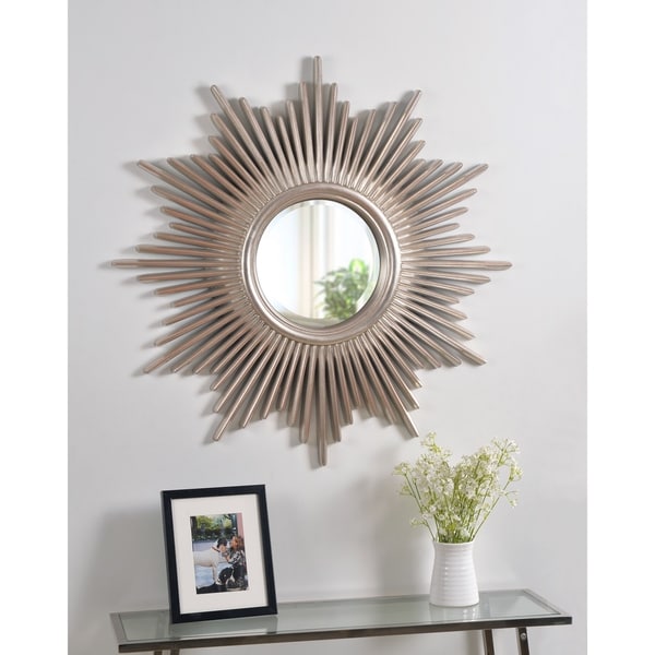 Artemis 36-inch Antique Silver Sunburst Wall Mirror