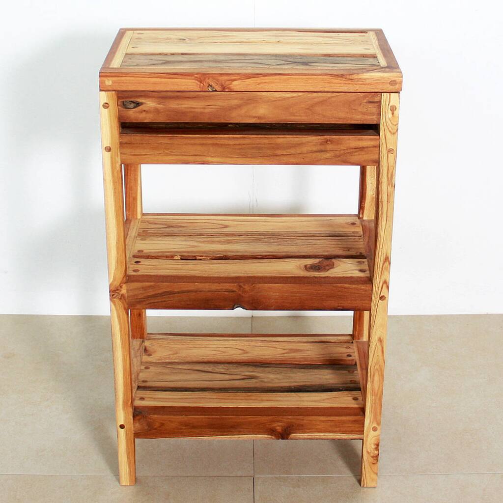 Handmade Teak Storage Shelf 18 W x 11-1/2 D x 30 in H Teak Oil (Thailand)