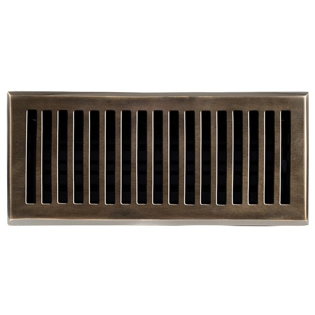 Brass Elegans Contemporary 4 X 10 Antique Brass Floor Register (Solid brassHardware finish Antique brassDimensions 4 x 10 duct openingDue to the handmade nature of this product, there may be slight variations in size and finish.)