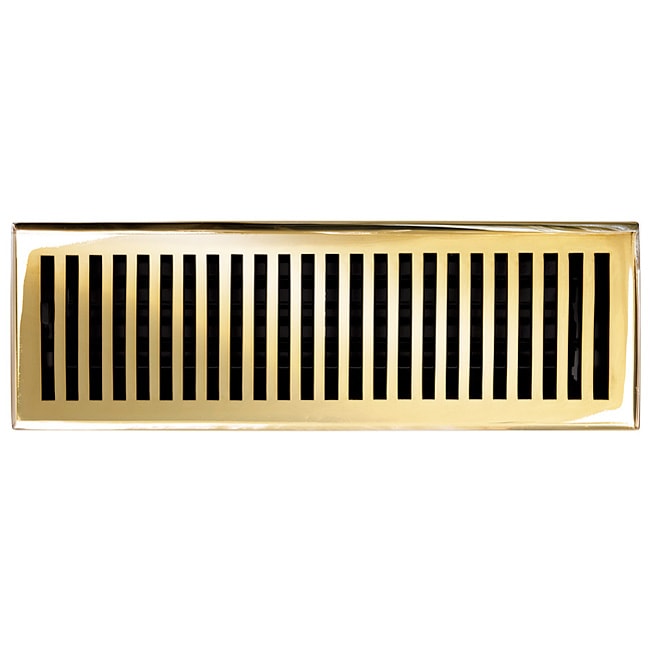 Brass Elegans Contemporary 4 X 14 Brass Decorative Floor Register With Polished And Lacquered Finish