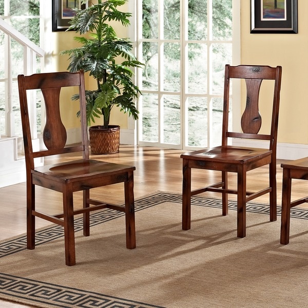 Rustic Dark Oak Wood Dining Chairs (Set of 2) - Free ... on {keyword}