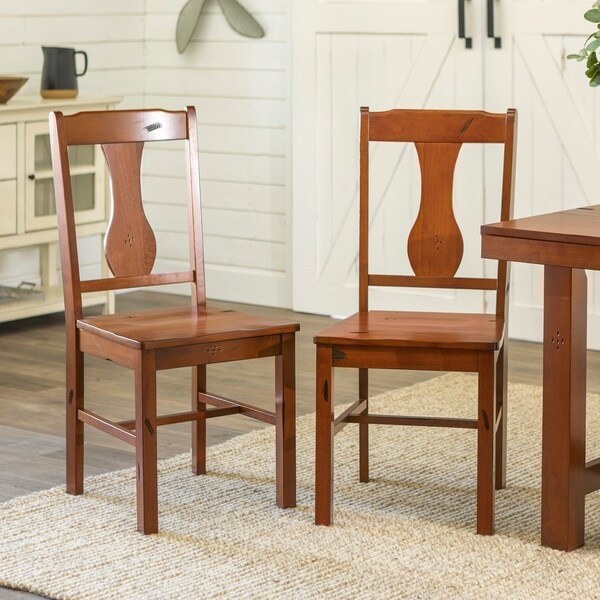 Shop Rustic Dark Oak Splat Back Dining Side Chairs, Set of 2 - Free