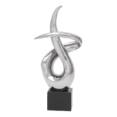 22-inch Silver Abstract Swirl Table Sculpture