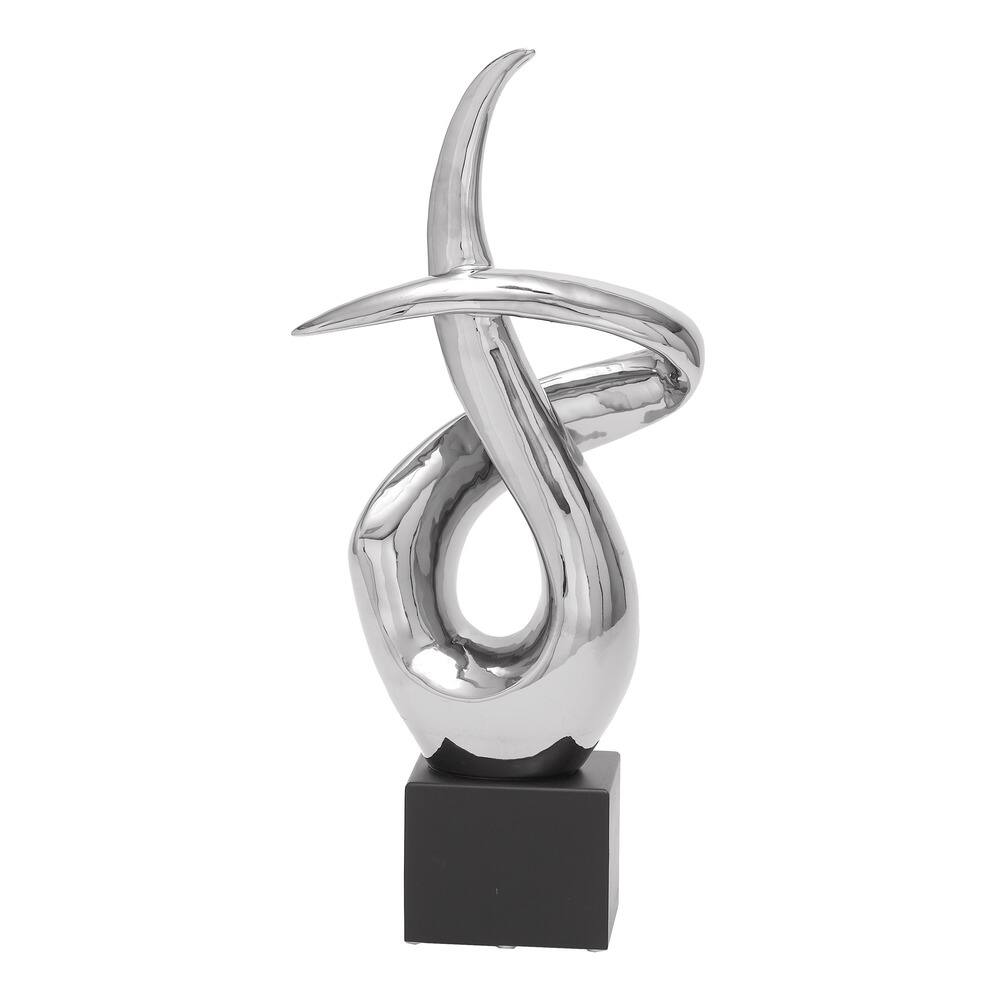 22-inch Silver Abstract Swirl Table Sculpture