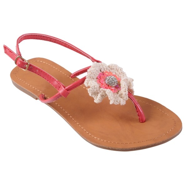 Shop Journee Collection Women's 'Miller-1' Flower Accent T-strap Sandal ...