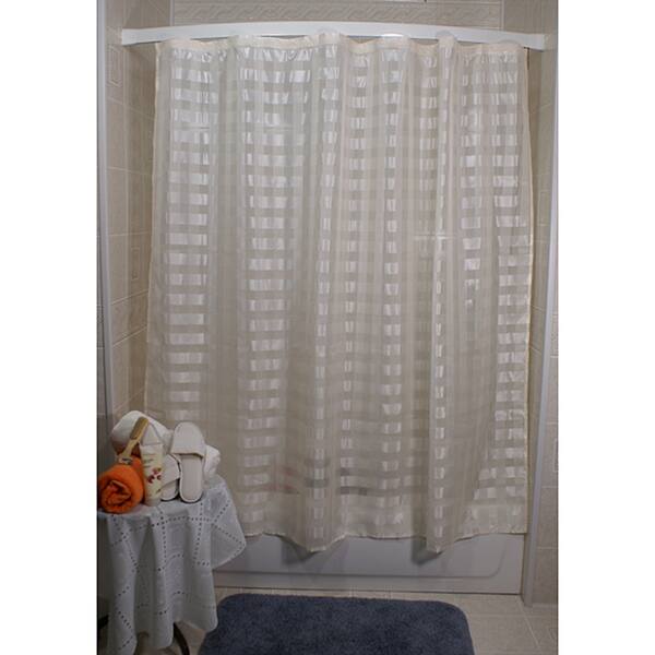 Shop Vision Exchange Sheer Beige Checkered Shower Curtain Free