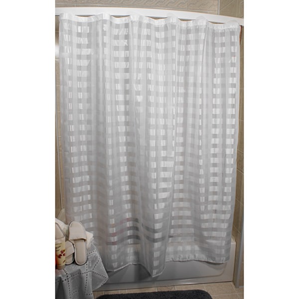 Vision Exchange Checkered Sheer White Shower Curtain Free Vision Exchange Checkered Sheer White Shower Curtain