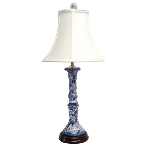 Blue/ White Fern Porcelain 1 light Candlestick Lamp Table Lamps