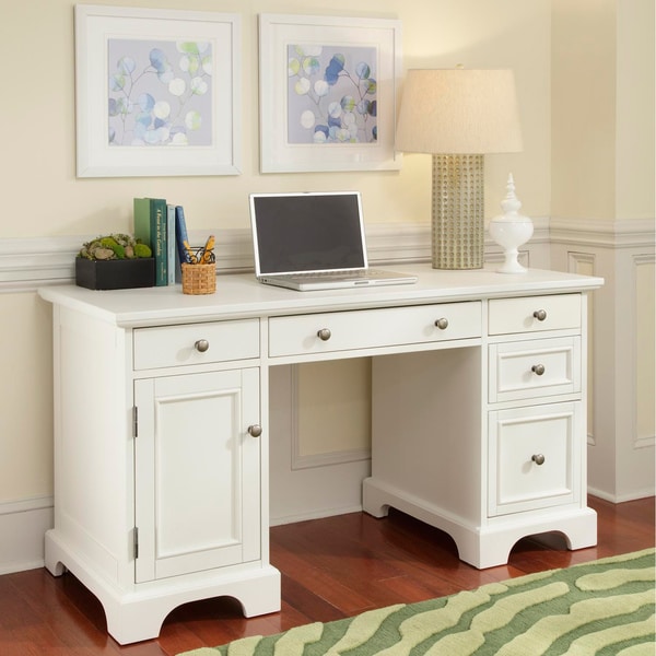 Naples White Finish Pedestal Desk Desks