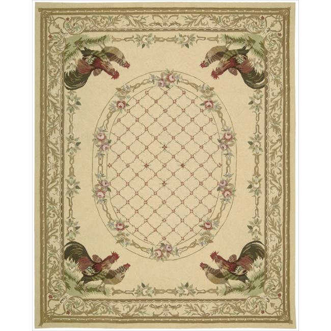 Nourison Hand hooked Bijoux Ivory Wool Rug (79 X 99)