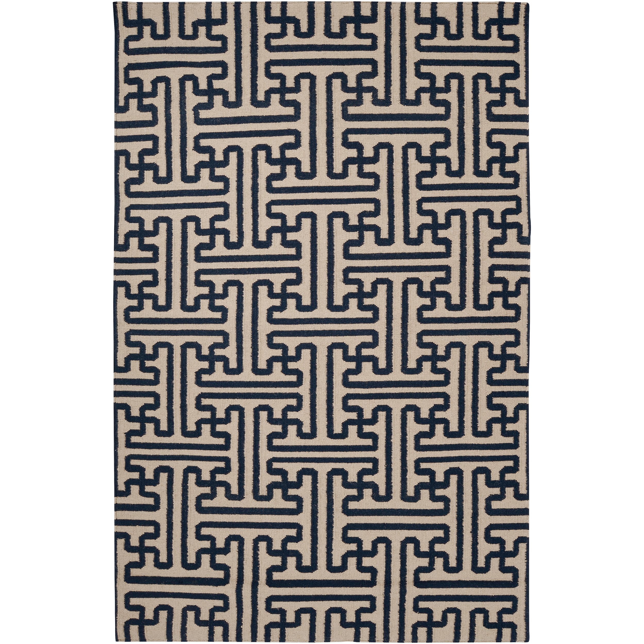 Hand-woven Navy Aketo Wool Area Rug (8' x 11')