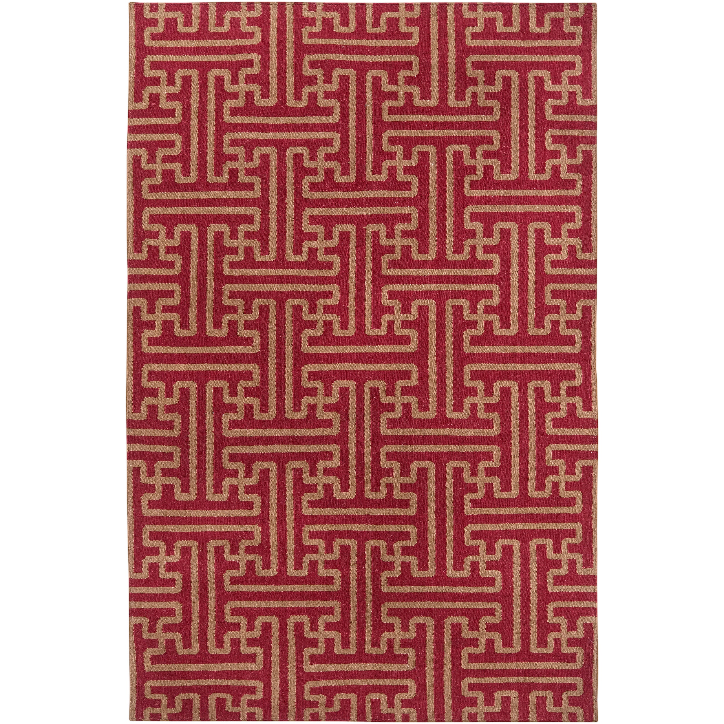 Hand woven Red Alba Wool Rug (8 X 11)