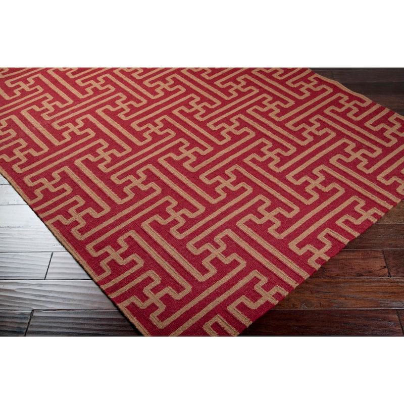 Hand-woven Red Alba Wool Area Rug - 8' x 11' - 8' x 11'