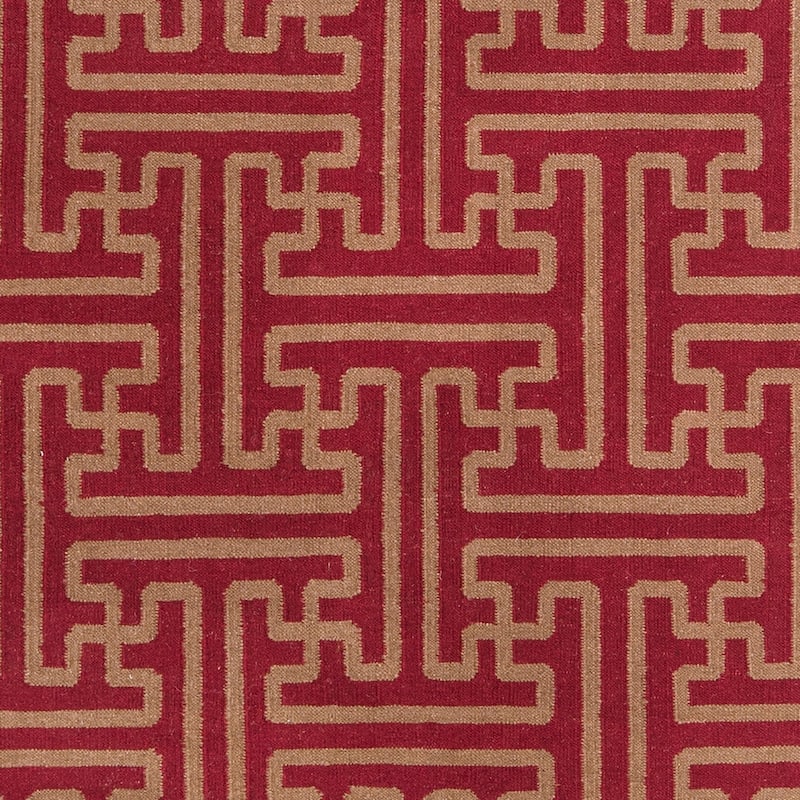 Hand-woven Red Alba Wool Area Rug - 8' x 11' - 8' x 11'