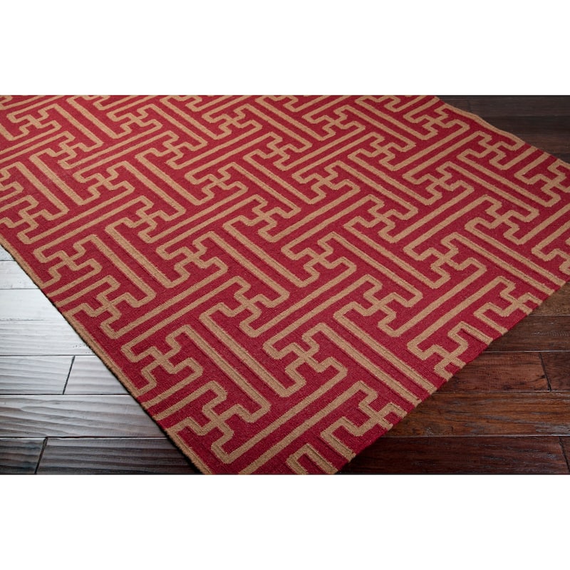 Hand-woven Red Alba Wool Area Rug - 8' x 11' - 8' x 11'