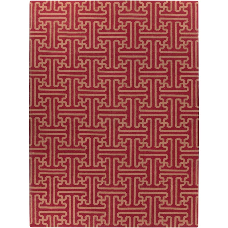Hand-woven Red Alba Wool Area Rug - 8' x 11' - 8' x 11' - 8' x 11' - Burgundy
