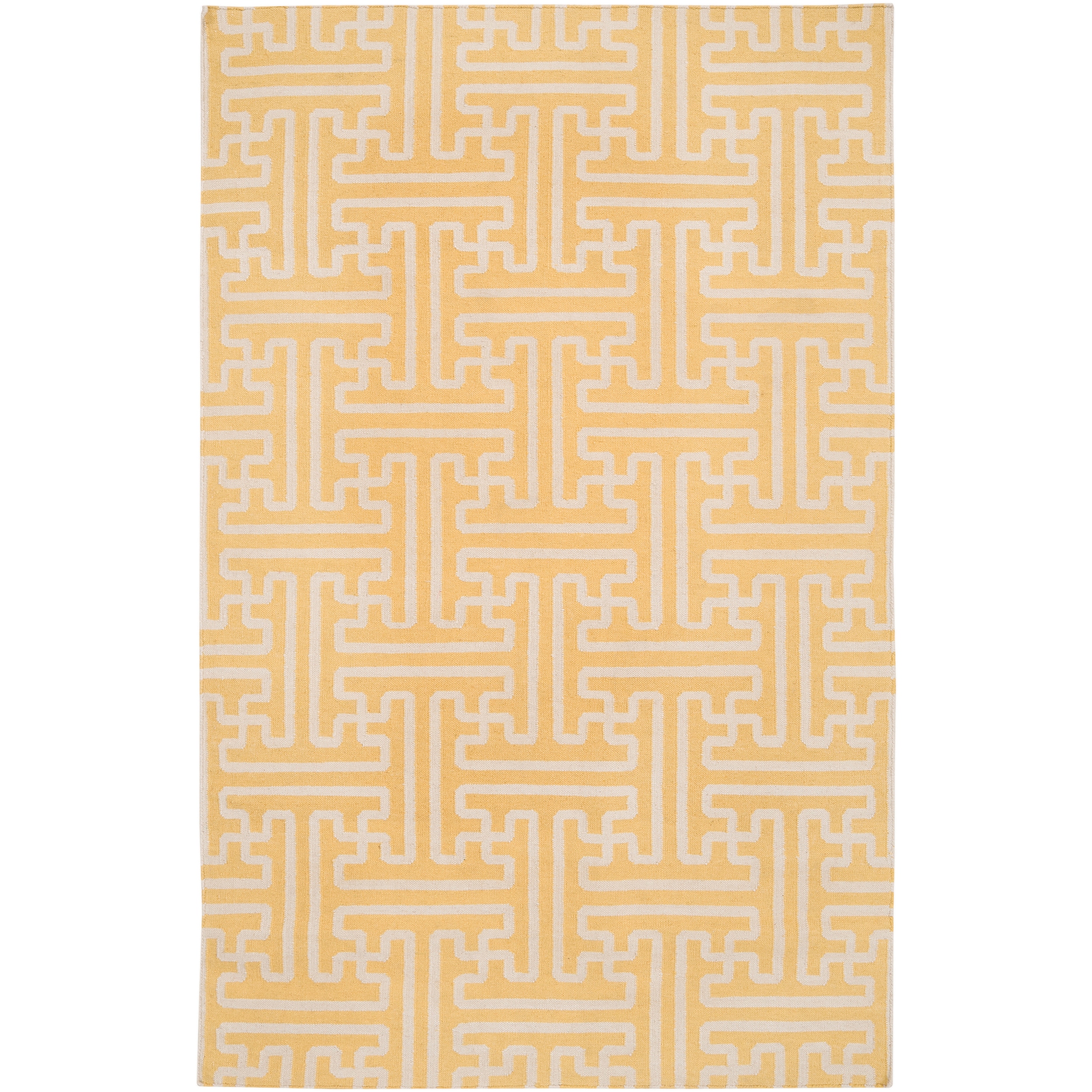 Hand woven Yellow Antima Wool Rug (36 X 56)