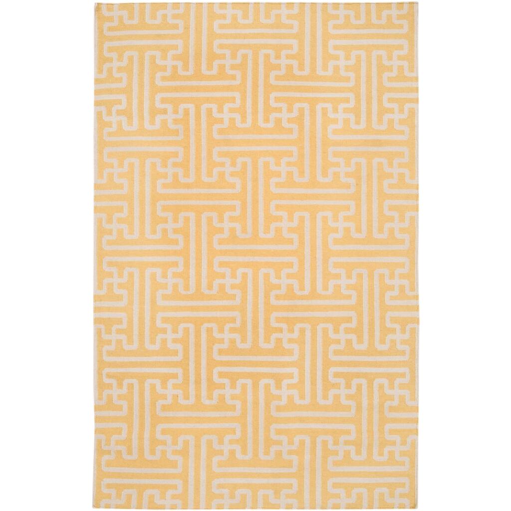 Hand-woven Yellow Antima Wool Area Rug - 3'6" x 5'6" - 3'6" x 5'6"