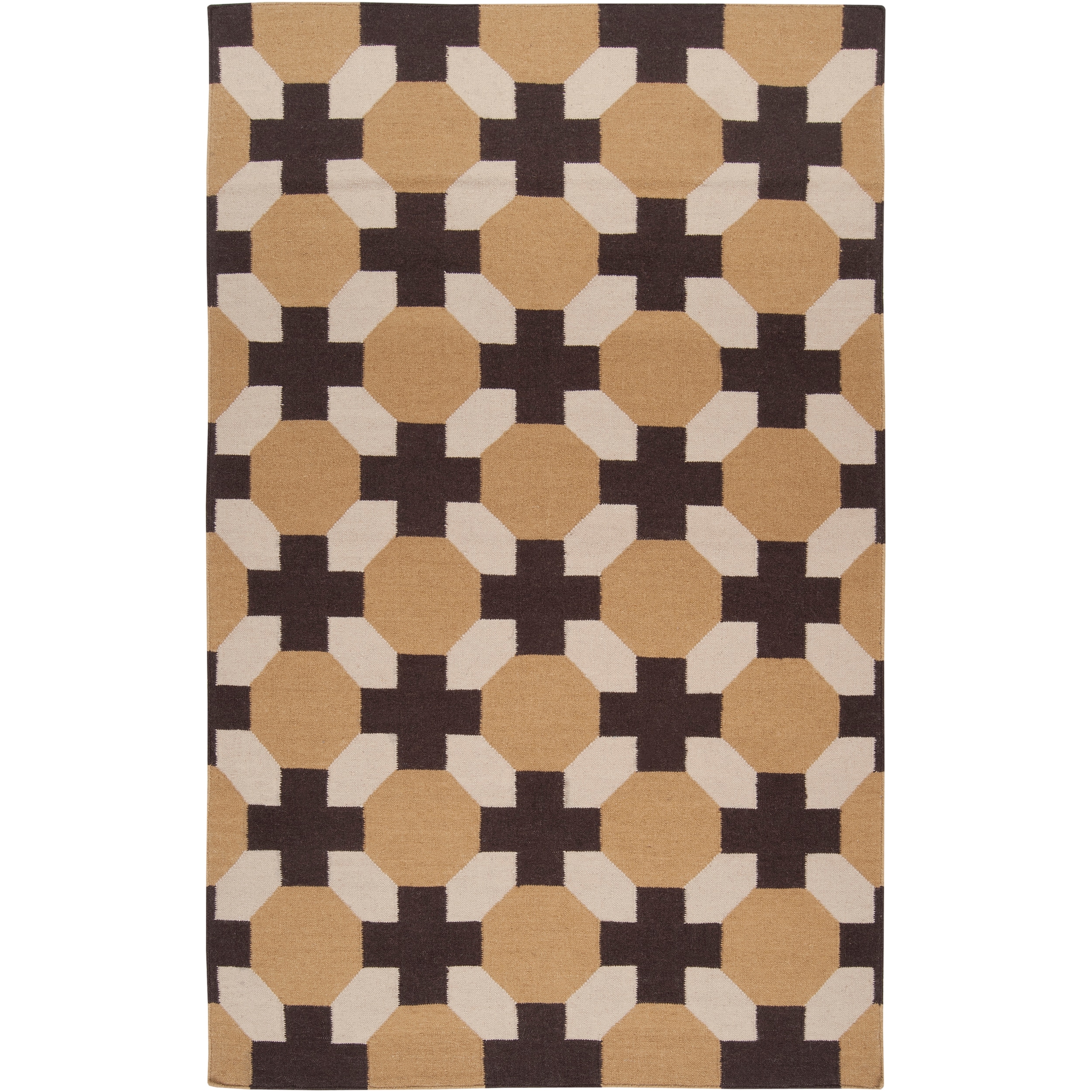 Hand woven Tan Wool Rug (36 X 56)