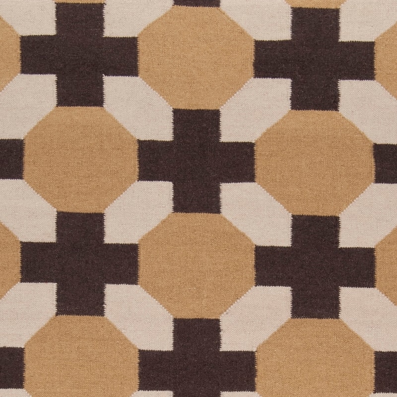 Hand-woven Tan Geometric Arctos Flatweave Wool Area Rug - 5' x 8' - 5' x 8'