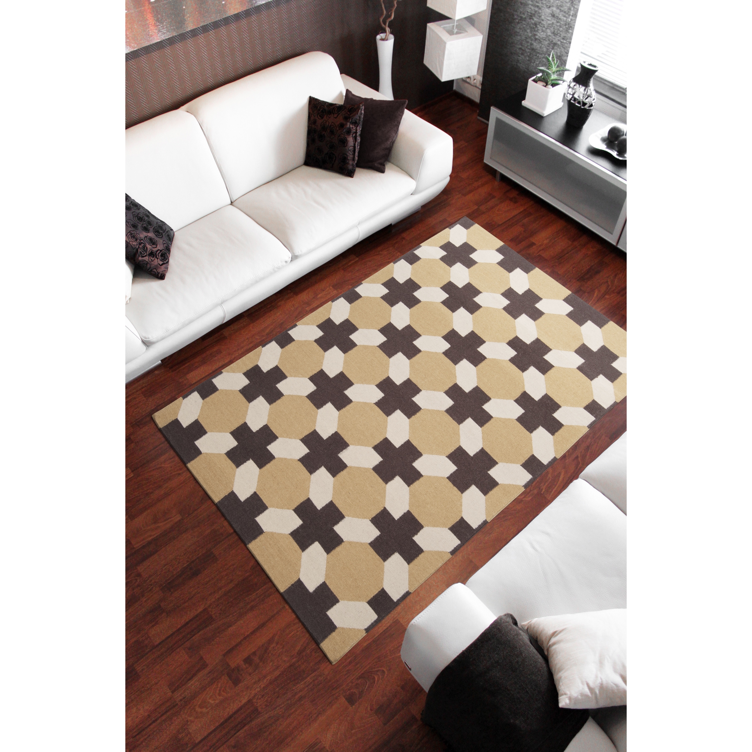 Hand woven Tan Arctos Wool Rug (8 X 11)