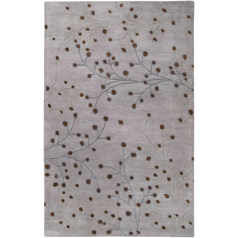 Sakura Handmade Transitional Floral Wool Area Rug - 5' x 8'/Surplus - Grey - Runner/Rectangle