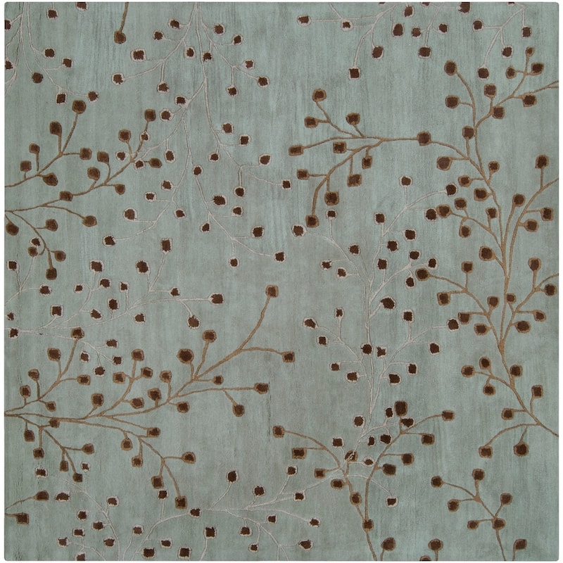Sakura Handmade Transitional Floral Wool Area Rug - 6' Square/Surplus - Sage - Square/Runner