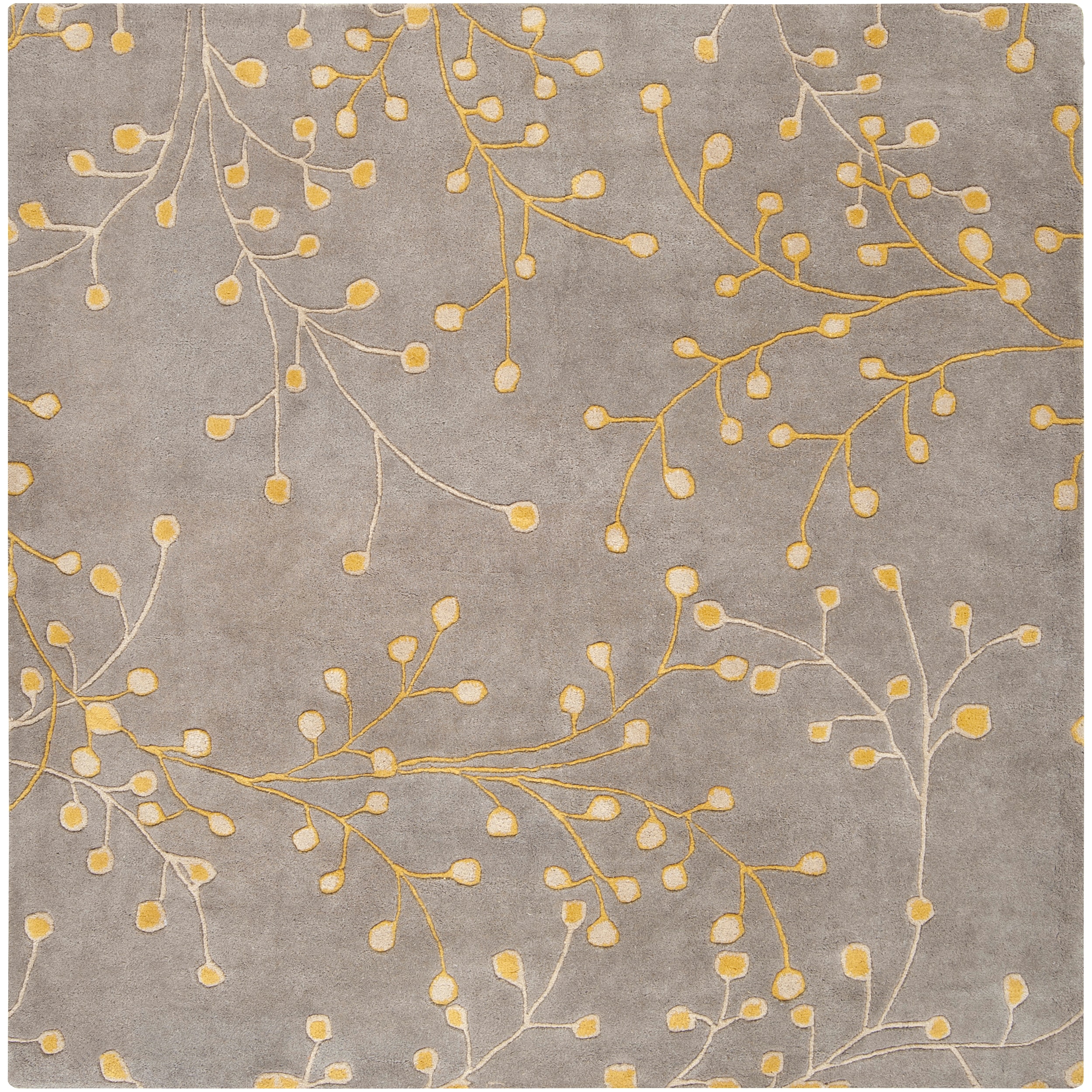 Hand tufted Gray Chinook Floral Wool Rug (4 Square)