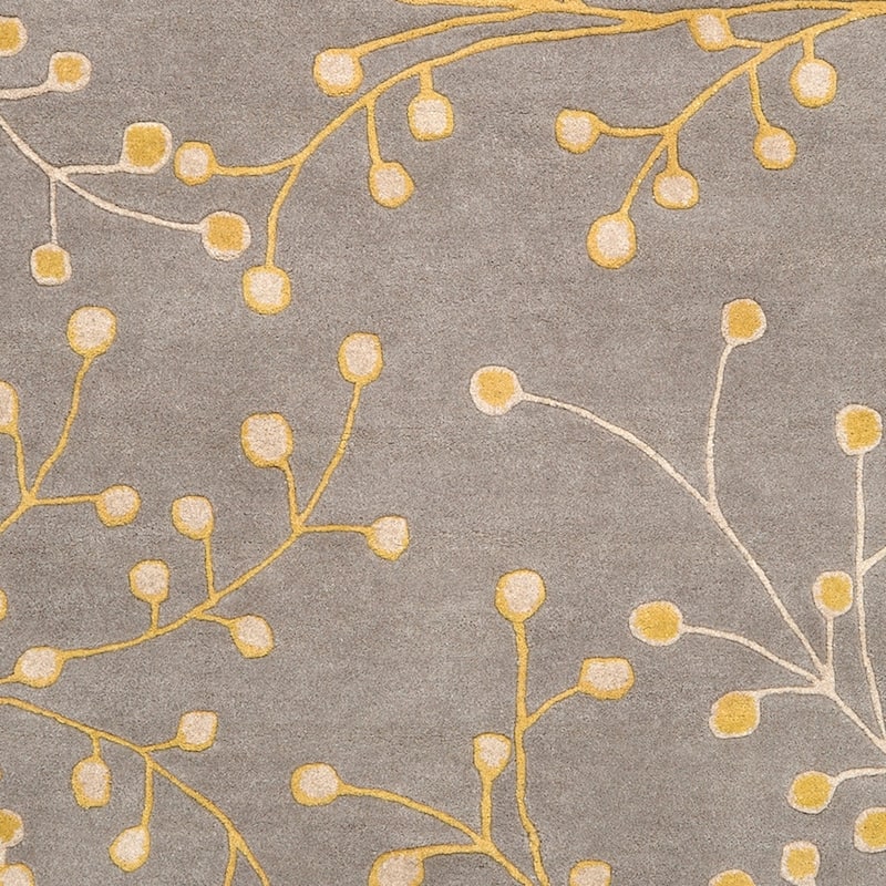 Sakura Handmade Transitional Floral Wool Area Rug - 6' x 9' Oval - Mustard - Runner/Oval