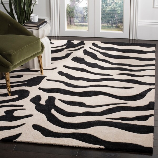 Safavieh Handmade Soho Zebra Beige/ Black New Zealand Wool Rug - 7'6" x 9'6"
