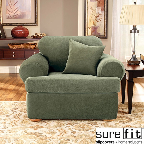 Stretch Pique 3 piece T cushion Chair Slipcover  