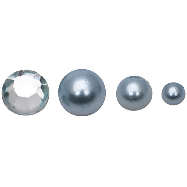 Non adhesive Blue Flat Back Pearl and Rhinestone Collection Pack