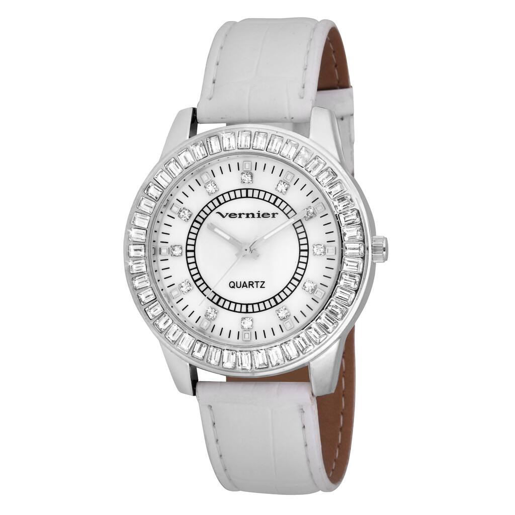 Vernier Woman's V11011 Round Baguette Bezel Fashion Watch
