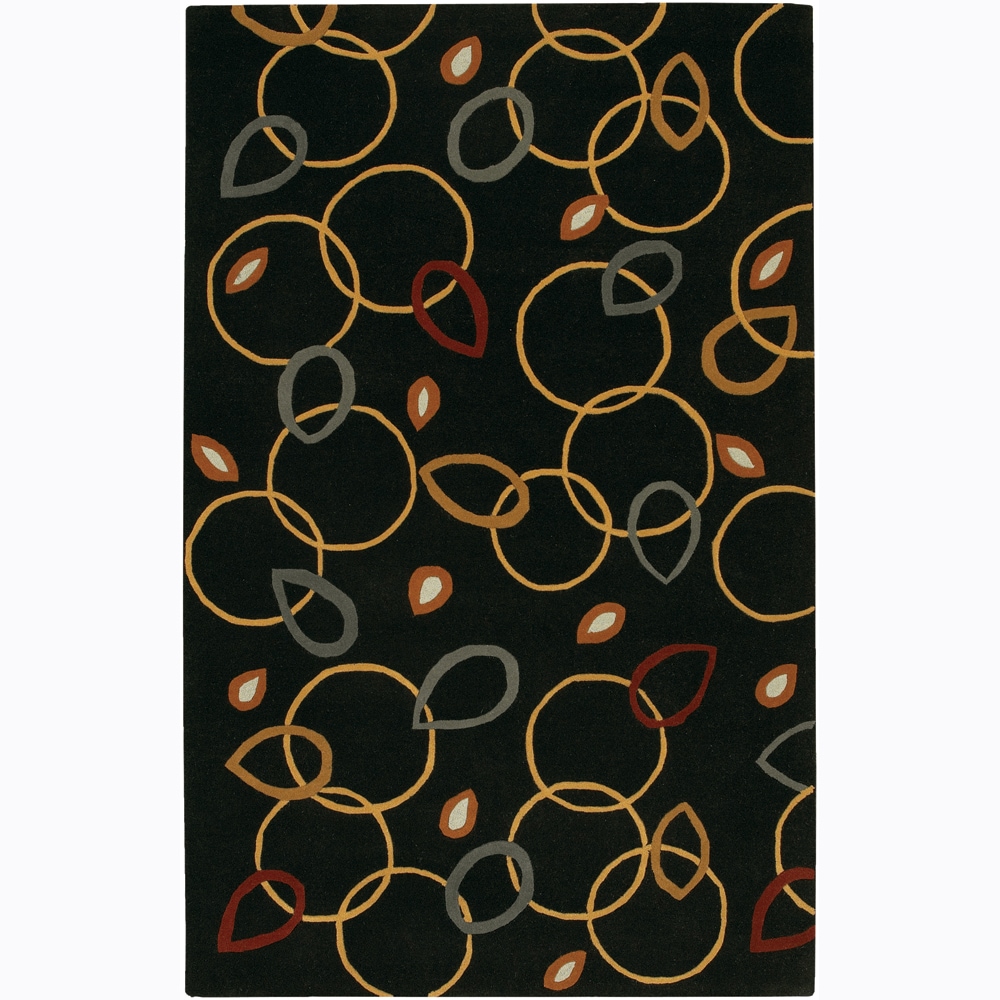 Hand tufted Mandara Contemporary Black Wool Rug (5 X 76)