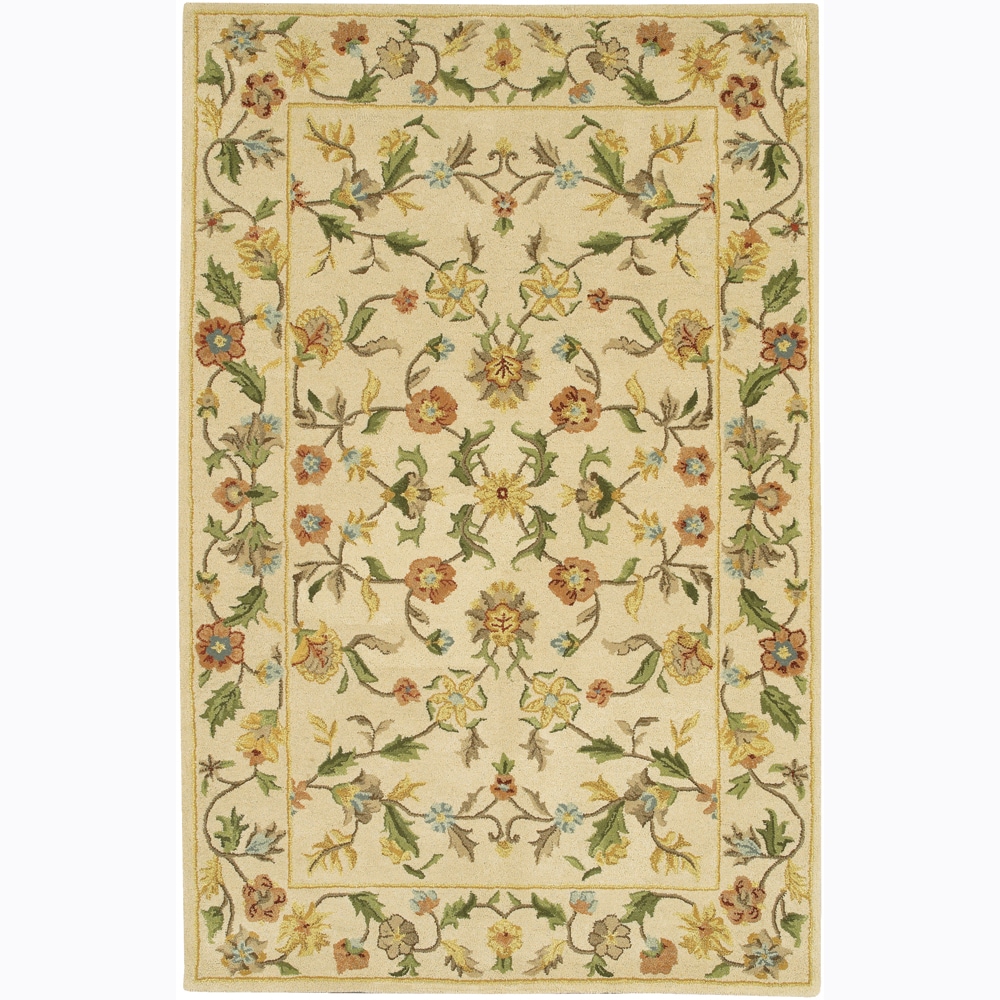 Hand tufted Mandara Ivory Wool Rug (5 X 76)