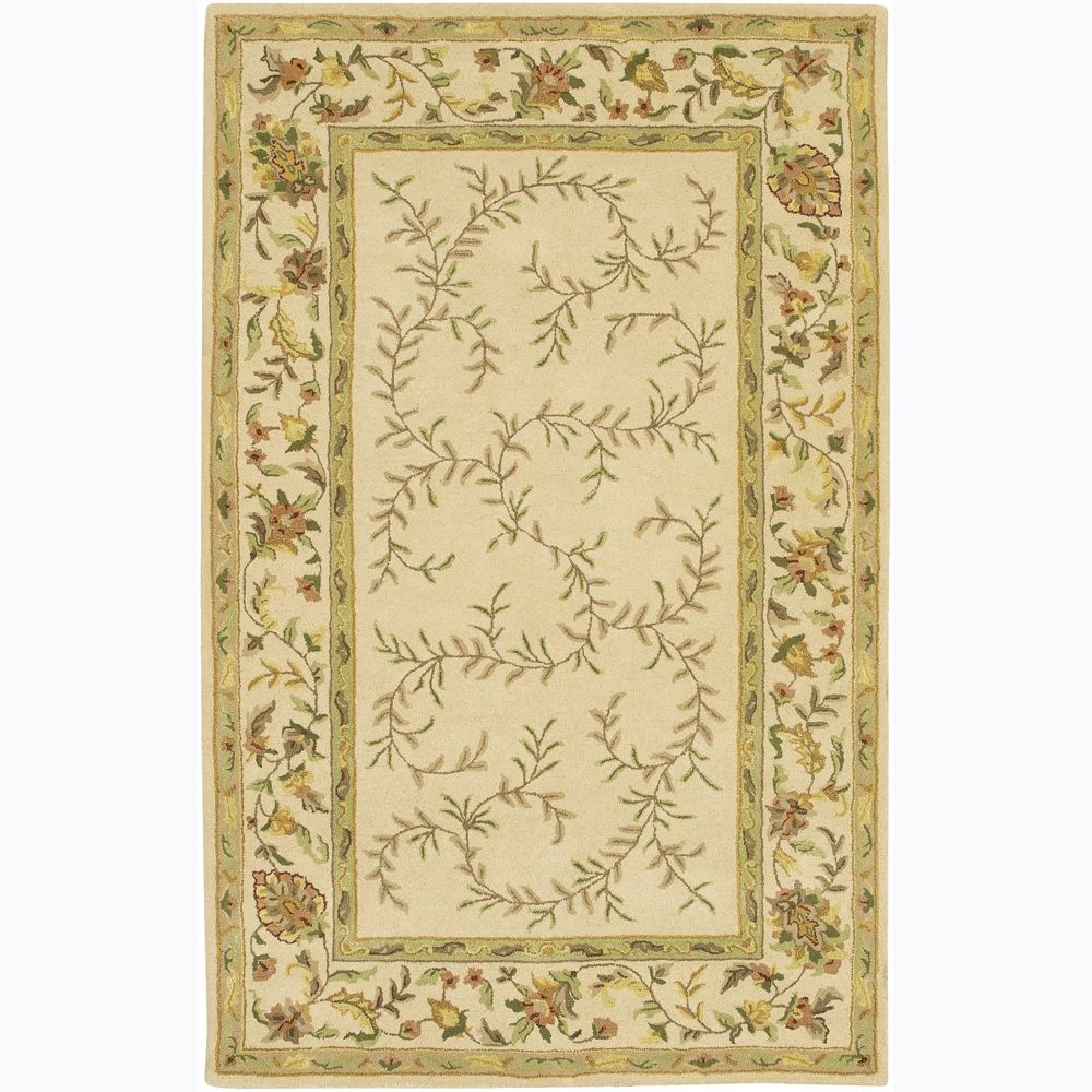 Hand tufted Mandara Floral Ivory Wool Rug (5 X 76)