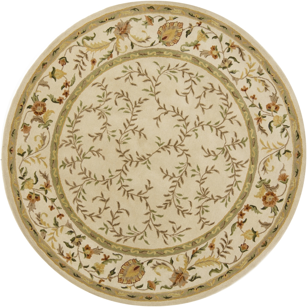 Hand tufted Mandara Floral Ivory Wool Rug (79 Round)